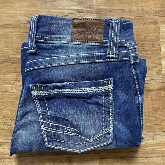 BKE 28 Harper Jeans Dark Wash Blue Denim Cropped Straight Western Cowgirl Rock - Picture 15 of 16